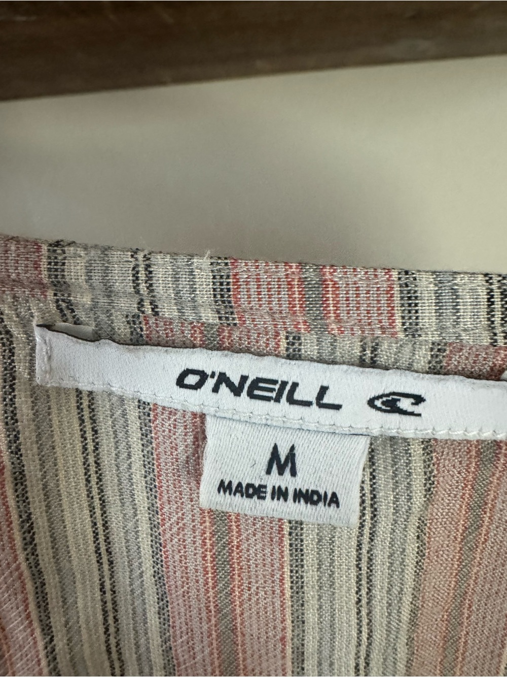 O'Neill Striped Wrap Midi Dress in Pink and Cream - Picture 4 of 5